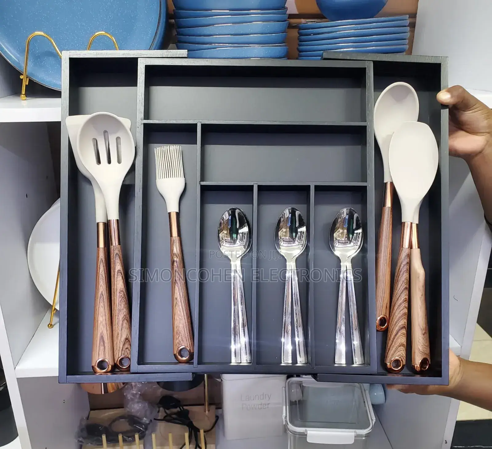 Black Bamboo Drawer Organizer