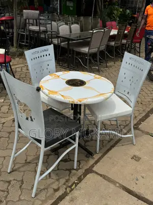 White Set Restaurant And Chairs And Table Set
