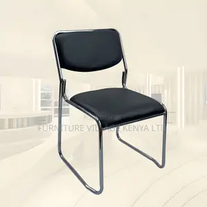Office Chair:Fixed-Leg Armless Chrome Meeting Chair