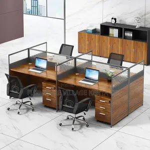 Workstation: 4-Seater Eco-Friendly Wooden Workstation Desk