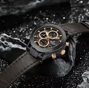 Brown Leather Strap Naviforce Water Resistant Gents Watch