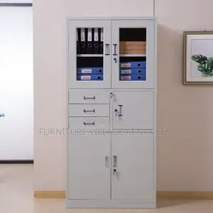 Cabinets: 2-Door White Office Cabinet With Concealed Safe
