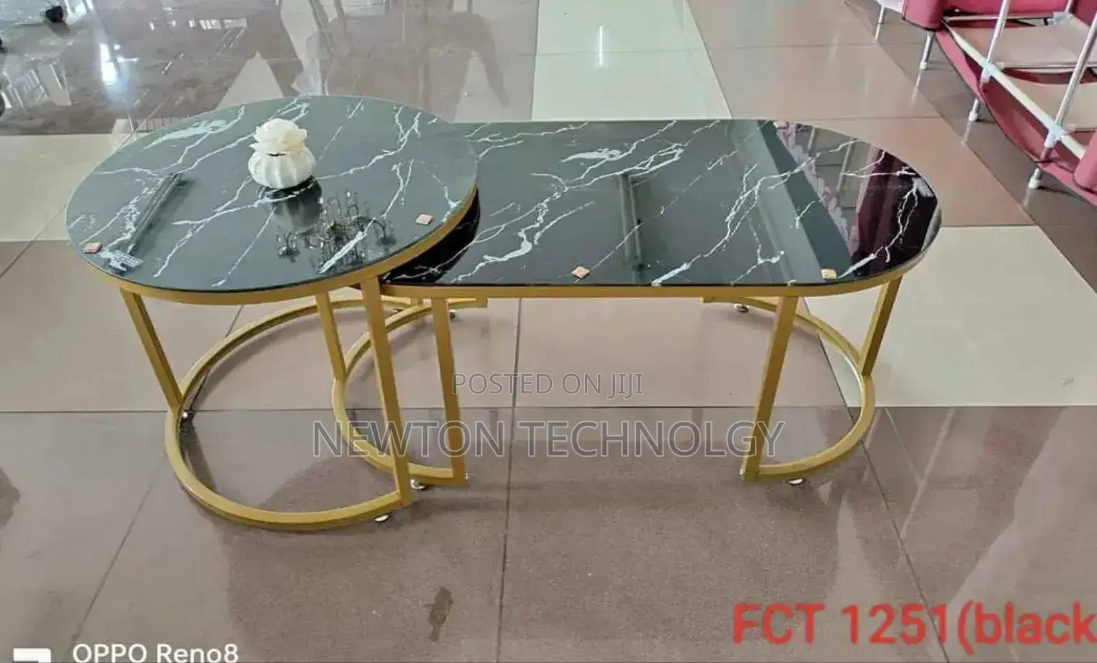 Marble Coffee Table Nesting Glass Effect