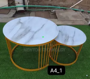 White Nesting Coffee Table Marble Effect (Mdf)