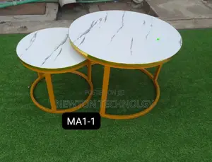 White Nesting Coffee Table Marble Effect