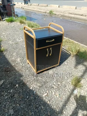 Salon Trolley or Storage Black and Gold, With Wheels