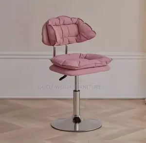 Vintage Pink Padded Counter Bar Stool With Metal Base Gu9