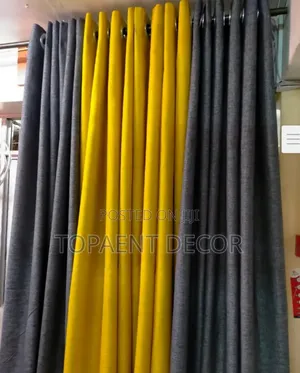 Bright Yellow and Dark Grey Mix Window Curtains