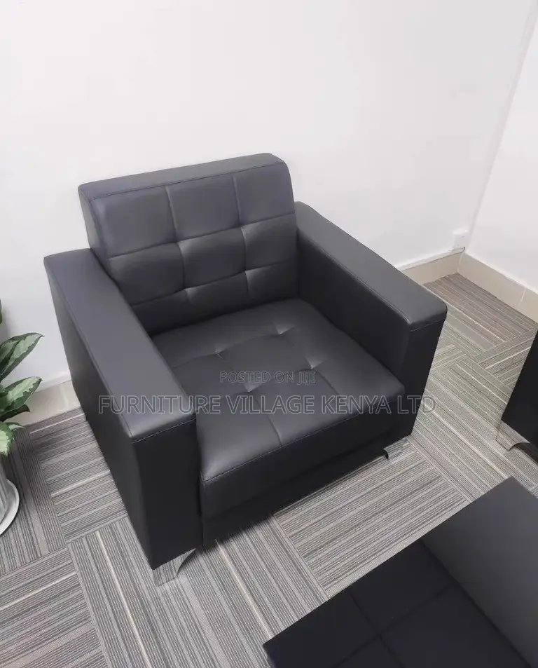 Sofas: Office Leather Modular Waiting Area Sofa for Five