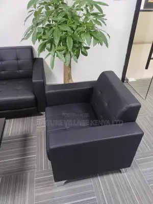 Sofas: Office Leather Modular Waiting Area Sofa for Five
