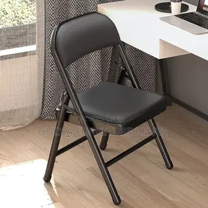 Office Chair:Foldable Black Leather Chair With Foot Platform