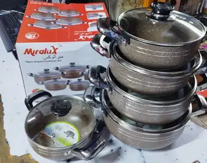 10 PCS Miralux Granite Cookware Pots Brown Set.