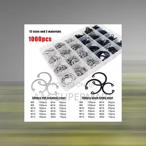 1000pc M8-M24 304 Stainless Steel Black Circlips Set