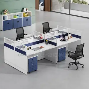 Workstations:4-Unit Executive Office Workstation–Wood Finish