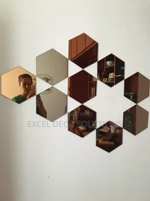 "Retro Bronze Hex Mirror"