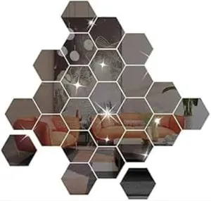 "Floating Frame Hex Mirror"