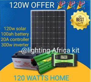 Simple 120 Watts Solar Full Package - 100ah Battery - 300w Inverter