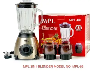 Primdale 3 in 1 Stainless Steel Glass Jar Blender