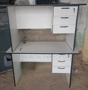 White Office Desks With Drawers 2 Sets.