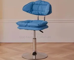 Blue Comfy Padded Counter Bar Stool With Metal Base Hfr4