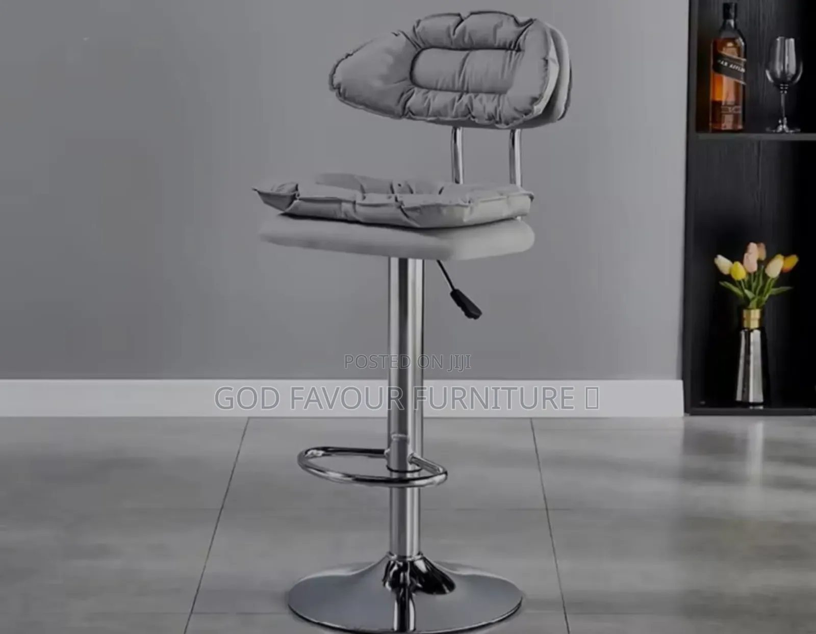 Gray Adjustable Padded Counter Taburete Bar Stool Jg8f