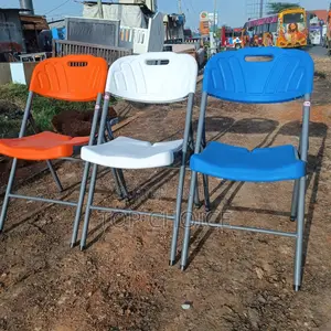 White, Orange, Blue Foldable Chairs