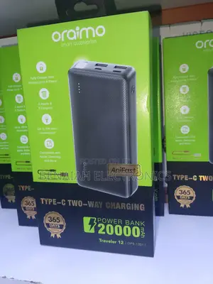 Oraimo Powerbank,20000 Mah, Durable Slim,365 Days Warrant