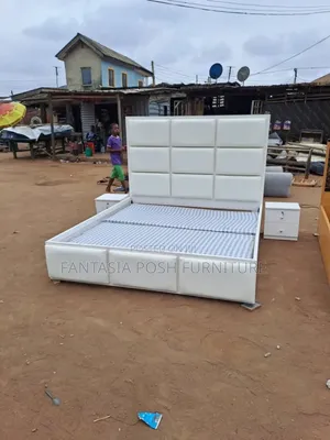 Modern White Panel Upholstered Bed Frame. 5 ×6