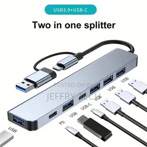 7 in 1 Usb 3.0 Hub, Type-C Splitter, Adapter, Dual Head Dock