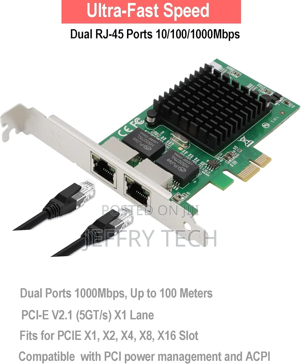 Dual-Port Pcie Network Card 1000mbps Pci Express Ethernet Ca