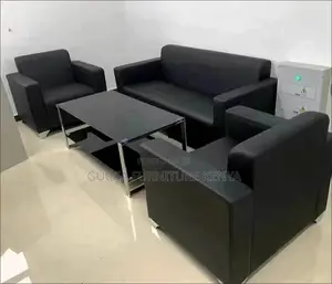 Office Sofa: New Five-Person Office Modular Black Sofa Set