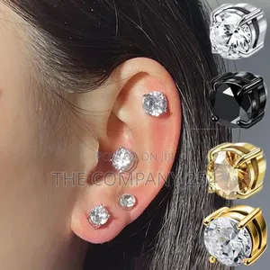 Unisex Quality Iced Magnetic No Piercing Ear Stand Ear Ring