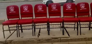 Church Chairs Red Colour With Logo.