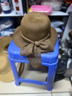 Darker Brown Women's Summer Beach Hats With Bow at the Back