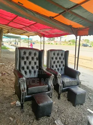 2 Pedicure Black Leather Seats Plus Stools
