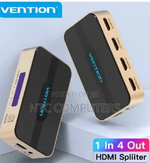 Vention 1 in 4 Out Hdmi Splitter at 30hz Gold Aluminum