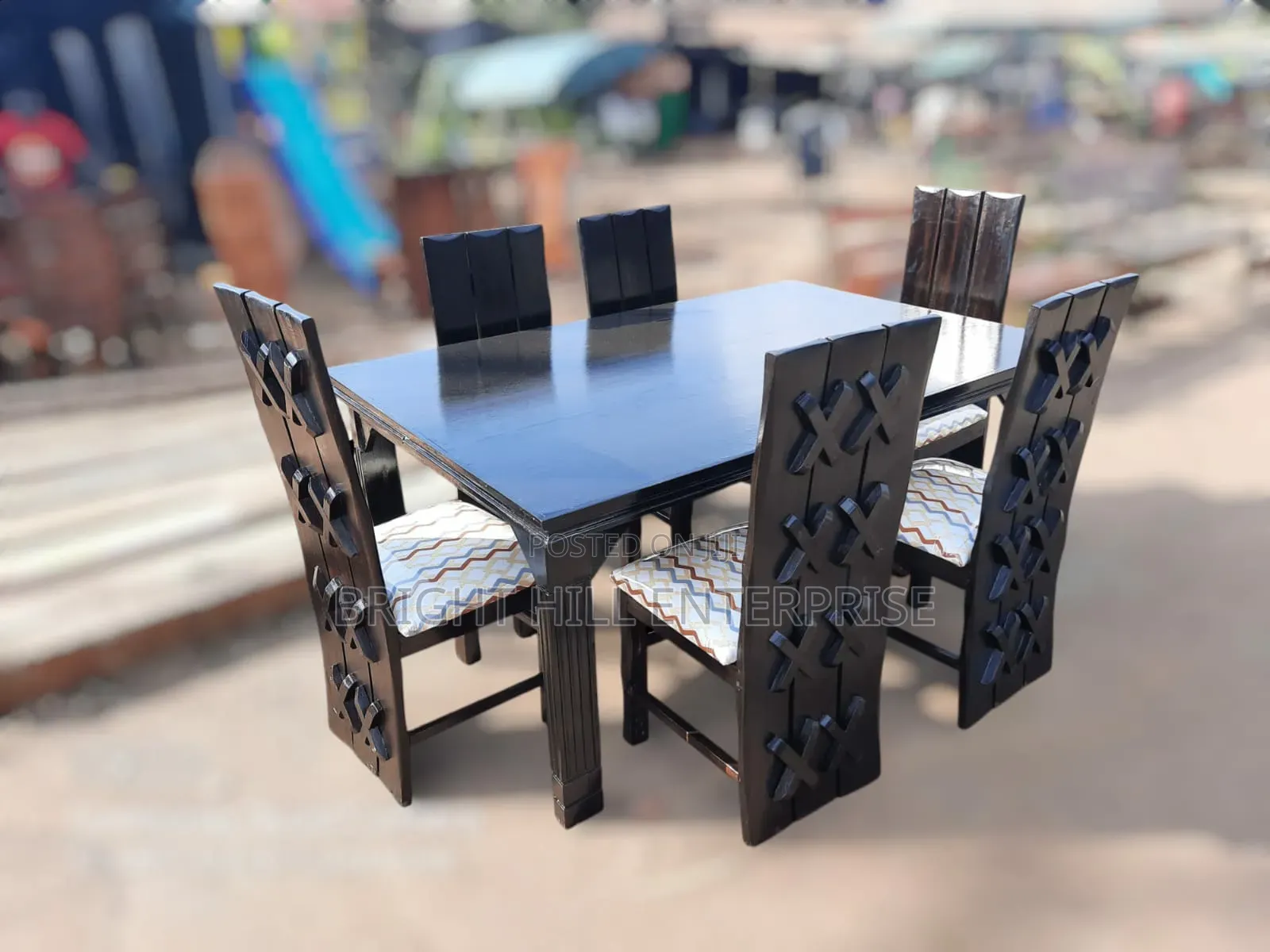 All Wooden Black Dining Set Dining Table