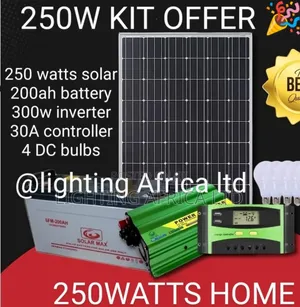 250w Solar Package - 200ah Battery - 300w Inverter - 30a Controller
