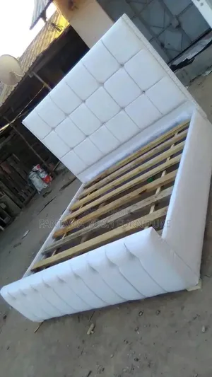 5x6 White Bed Frame With Channel-Tufted Footboard