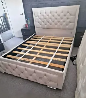 5x6 Cream Fabric Bed Frame