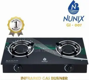 Nunix 2 Burner Low Gas Glass Top Table Infrared Cooker