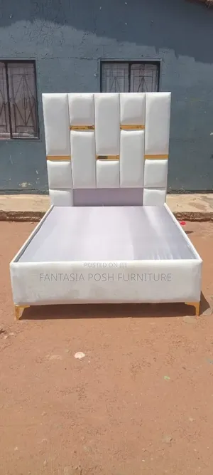 5x6 White Bed Frame With Gold Accents Available