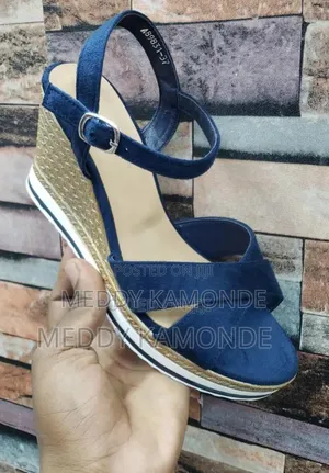 Navy Blue Comfortable Wedge Shoes