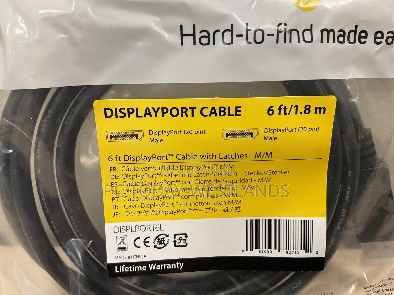 Startech 6-Ft Display Port Cable With Latches M/M