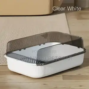 Open Top Cat Litter Box With Scatter Shield Step +Free Scoop