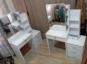 White Dressing Table With Sliding Mirror