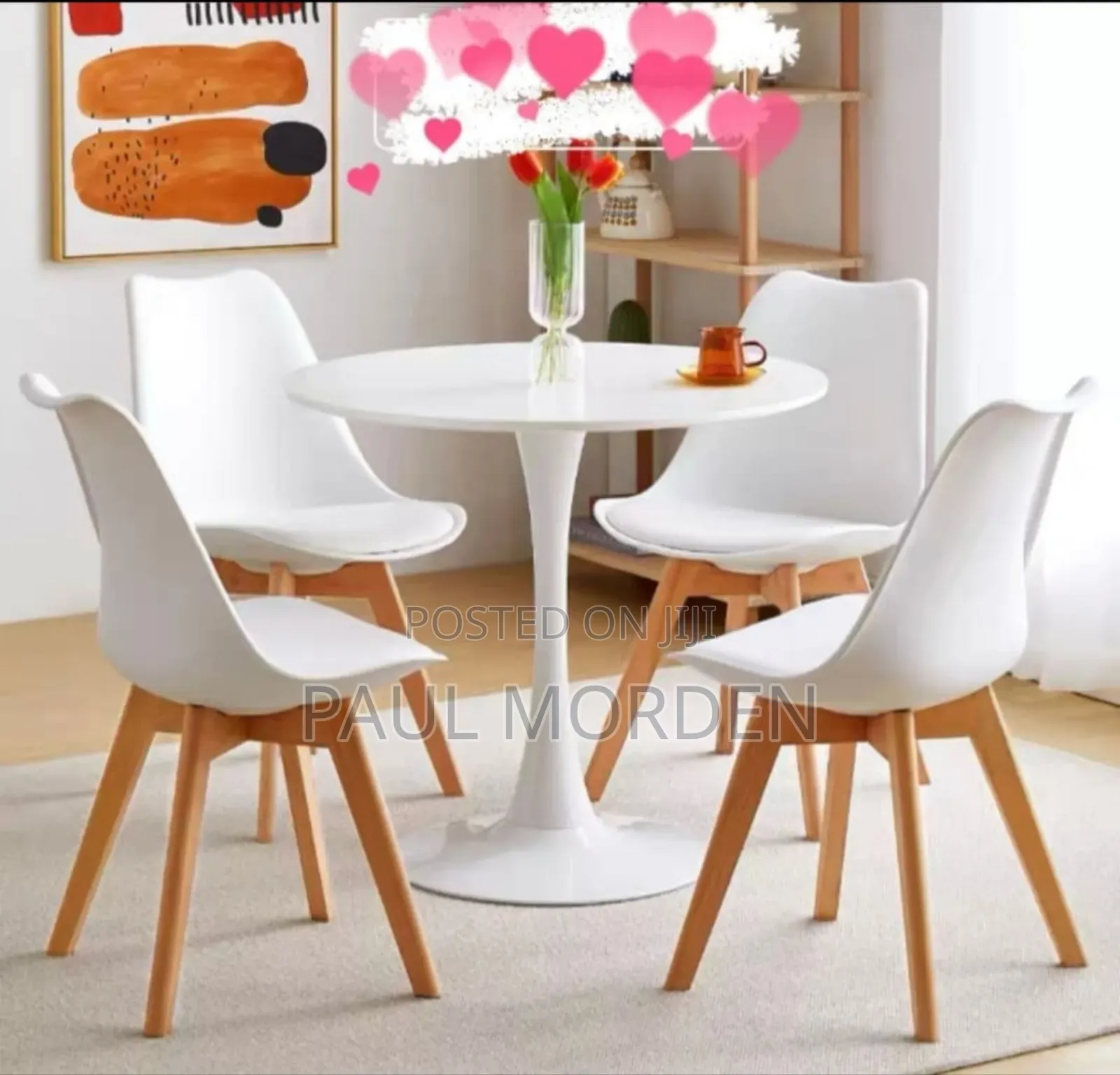 Soft Padded Dining Chairs With White Round Table