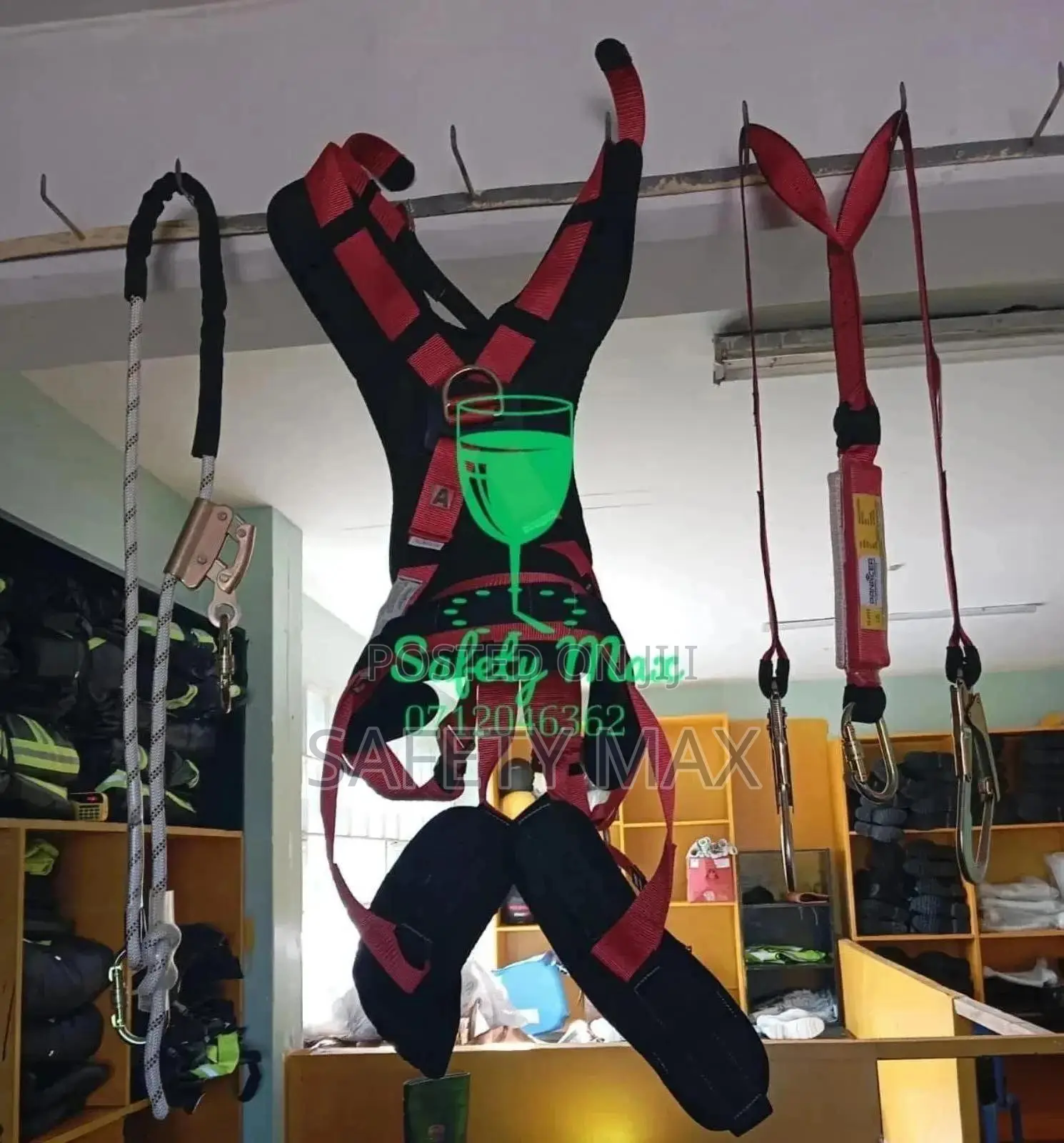 Full Body Harness With A Double Hook Lanyard