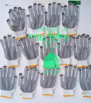 Dotted Gloves (White,Navy Blue)