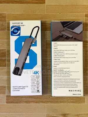 8-in-1 Usb C Hub Adapter Hdmi Rj45 Pd 100w Sd Card Reader